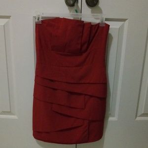 Brick Orange Strapless Dress